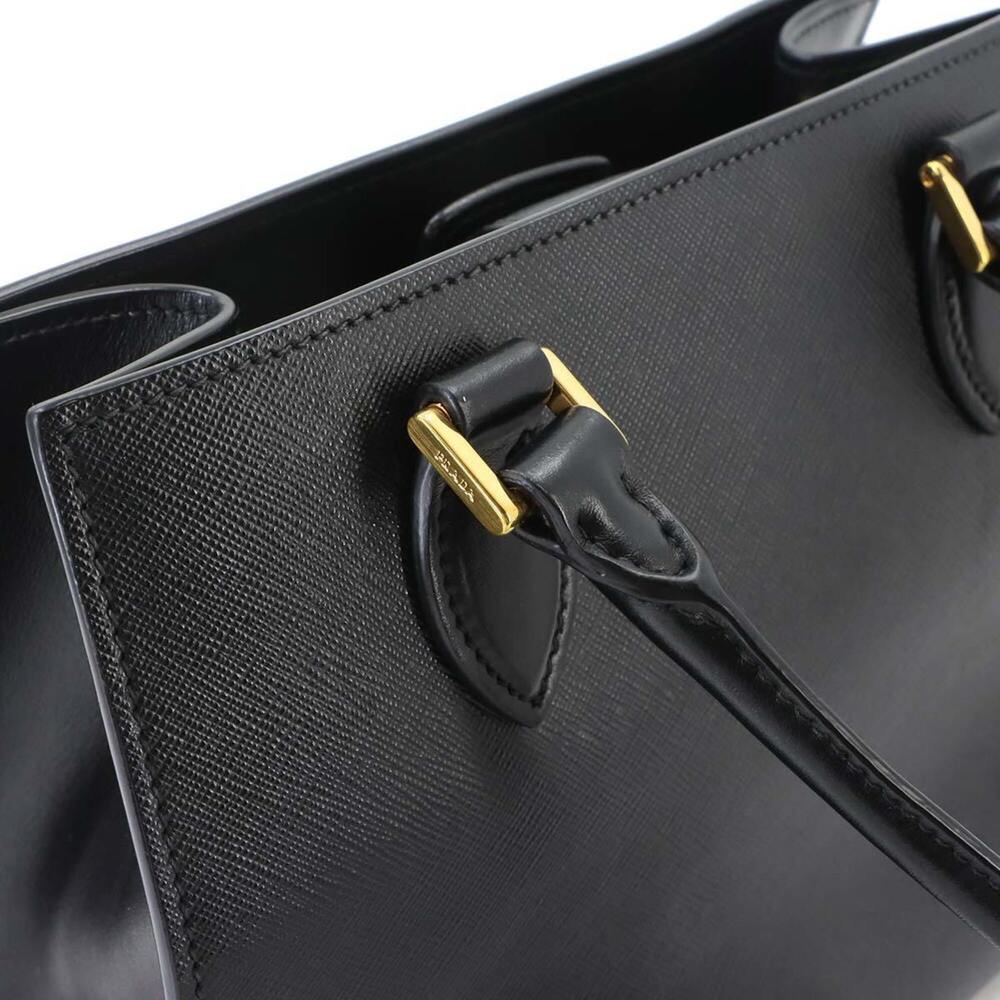 Prada Saffiano 2-way Hand/Shoulder Handbag, Leather, Nero Black, Gold Hardware - Picture 8 of 10
